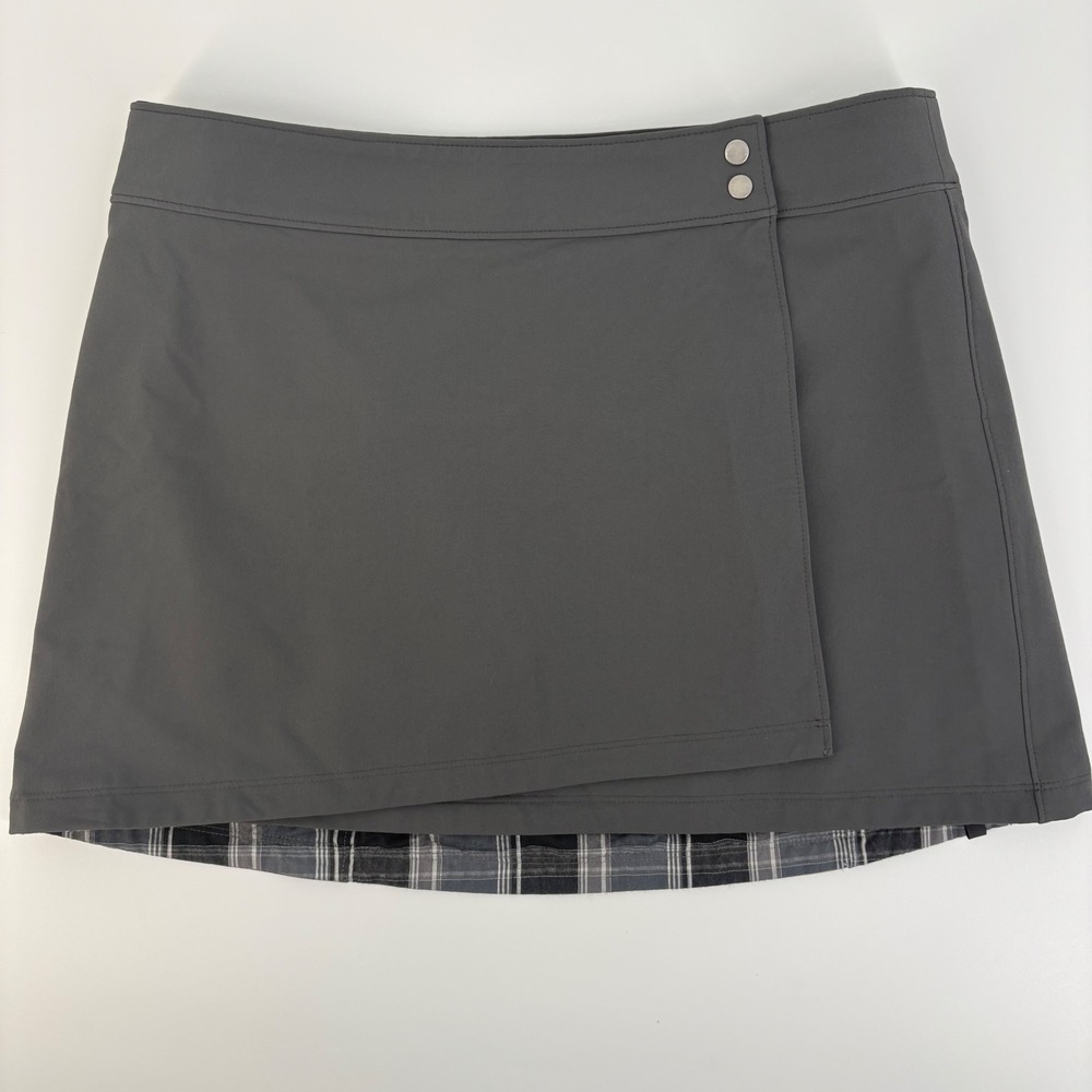 Novara Womens Med Gray Plaid Lined Wrap Mini Skirt Hiking Outdoor Activewear